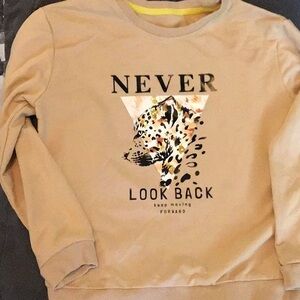 Beige Graphic Sweatshirt with Leopard Design